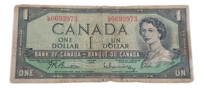 Cédula Antiga One Dollar Canada 1954