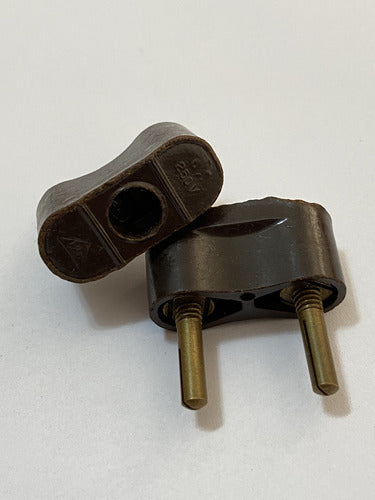 Tomada Macho Antiga De Baquelite Marrom Lote 2