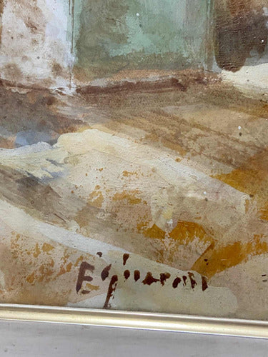 Quadro Antigo Pintura Vista Costa Italiana Assinado