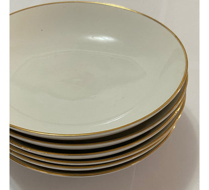 Lote 6 Antigos Pratos Porcelana Brennand Branco Com Dourado