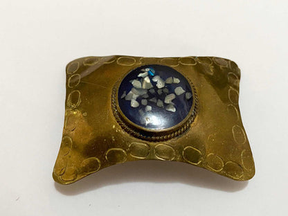 Antigo Broche Dourado Com Pedras