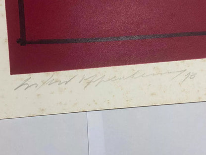 Quadro Gravura Antiga Silvio Oppenheim Abstrato Vermelho