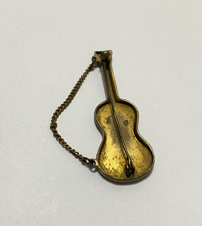 Broche Antigo Violão Dourado