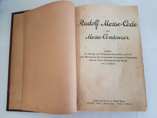 Antigo Livro Alemão 1922 Rudolf Mosse - Code Mosse Condenser