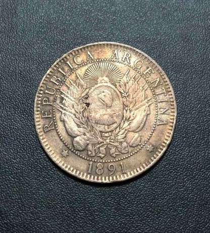 Moeda Antiga 1891 Argentina 2 Centavos