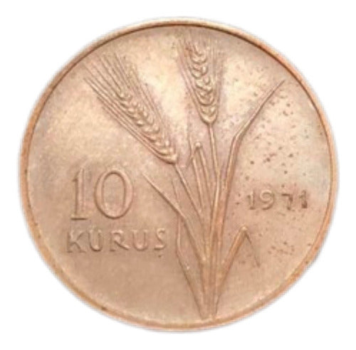 Moeda Antiga De Bronze 1971 Turquia 10 Kurus
