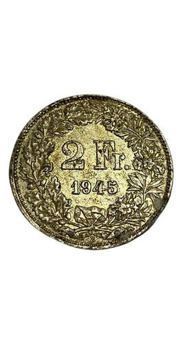 Antiga Moeda De Prata 2 Fr 1945 Suíça