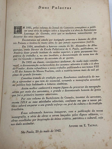 Antigo Livro Bartolomeu De Gusmão Inventor Do Aerostato 1942