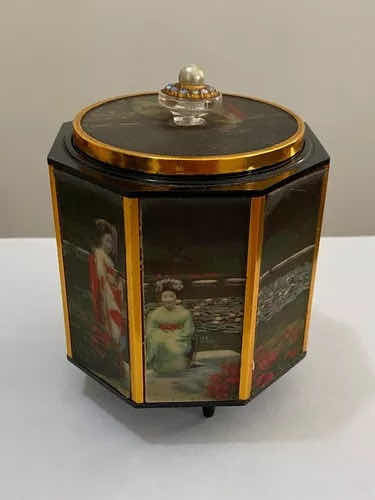 Antigo Porta Joias Caixa De Musica Desenho Oriental Funciona