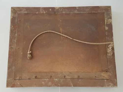 Antigo Quadro Pintura Óleo Paisagem Barco Assi Bela Moldura