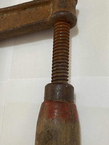 Grampo Antigo Tipo F Em Ferro Maciço - Ferramenta