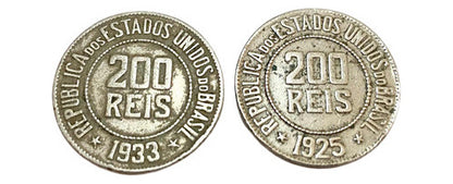 Antigas Moedas 200 Réis 1925 - 1933