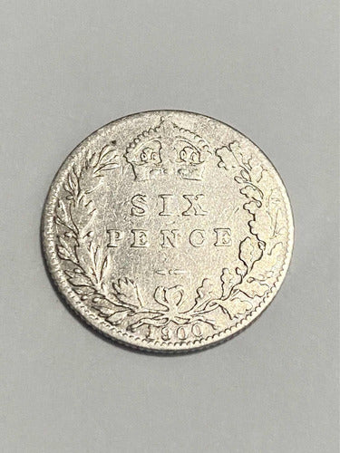 Antiga Moeda De Prata Reino Unido 1900 Six 6 Pence Victoria