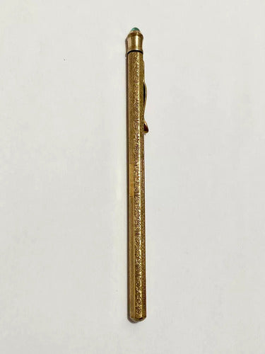 Antigo Porta Termômetro Início Século Xx Dourado Com Pedra