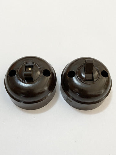 Interruptor Baquelite Antigo Anos 60 Marrom