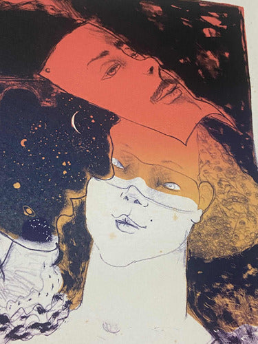 Quadro Gravura Antiga Mascara Negra Figura Feminina Assinada