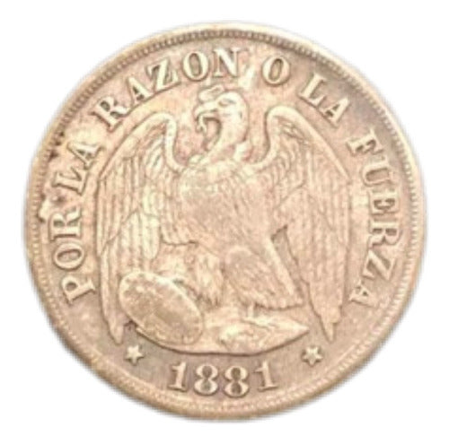 Moeda Antiga 1881 Chile 1 Decimo Prata