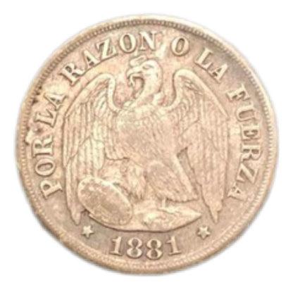 Moeda Antiga 1881 Chile 1 Decimo Prata