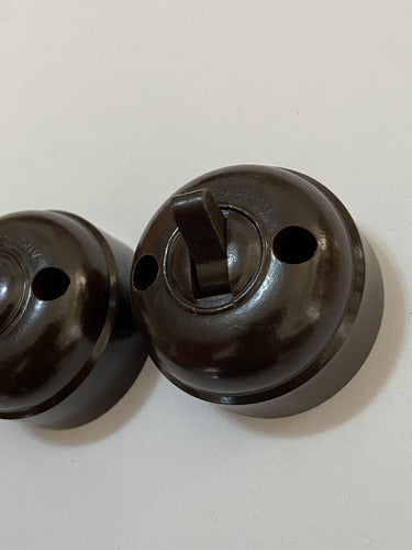 Interruptor Baquelite Antigo Anos 60 Marrom