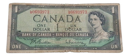 Cédula Antiga One Dollar Canada 1954