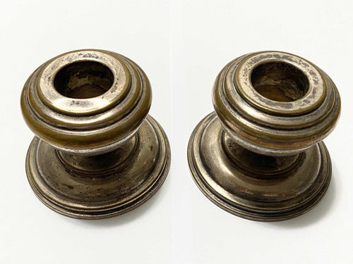 Antigo Porta Velas Castiçal Par Cor Prata Cor Prata