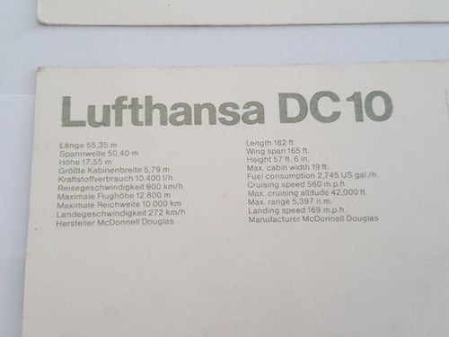 Cartão Postal Antigo Avião Lufthansa - 4 Cartões