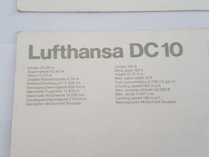 Cartão Postal Antigo Avião Lufthansa - 4 Cartões
