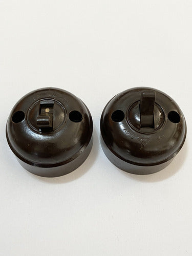 Interruptor Baquelite Antigo Anos 60 Marrom